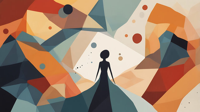 An abstract illustration of breaking the stigma around mental health. Use shapes breaking free from constraints to symbolize openness and acceptance.
