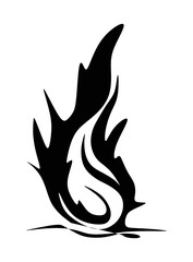 Silhouette of fire illustration in black and white.