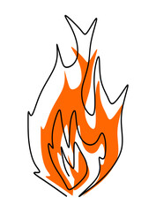  Illustration of a fire with a black outline and orange splash.