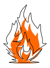  Illustration of a fire with a black outline and orange splash.