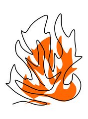  Illustration of a fire with a black outline and orange splash.