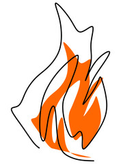  Illustration of a fire with a black outline and orange splash.
