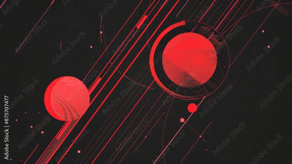 Poster futuristic red and black circular interface design. digital artwork of abstract image of red circle 