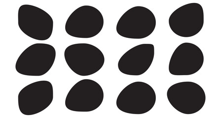 Organic blobs set icon. Abstract fluid black blob shape vector set. Modern liquid irregular blob shape elements graphic flat style. Different drops, simple water forms. 