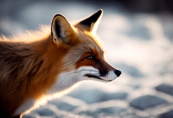 Obraz premium fox red white carnivore animal background predator nature wild fur wildlife mammal