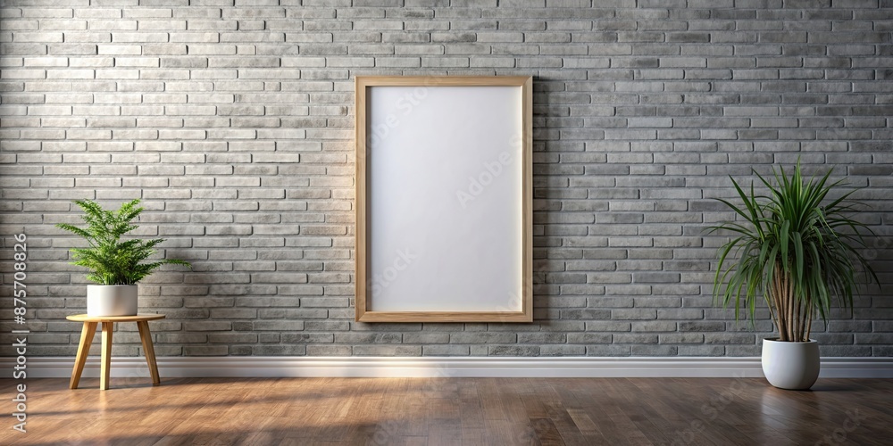 Canvas Prints Blank framed canvas mockup hanging on a wall , interior, home decor, art, template, minimalist, room, exhibition, display