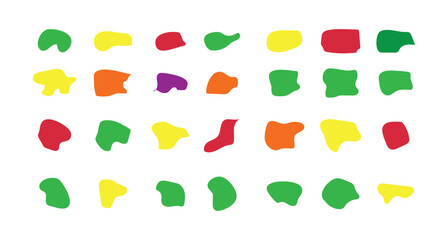 Blob shape organic, vector illustration set. Collection from abstract forms for design and paint. Liquid silhouette drop in modern style. Basic stains isolated elements on white background