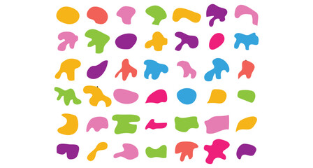 Blob shape organic, vector illustration set. Collection from abstract forms for design and paint. Liquid silhouette drop in modern style. Basic stains isolated elements on white background