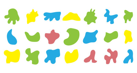 Blob shape organic, vector illustration set. Collection from abstract forms for design and paint. Liquid silhouette drop in modern style. Basic stains isolated elements on white background