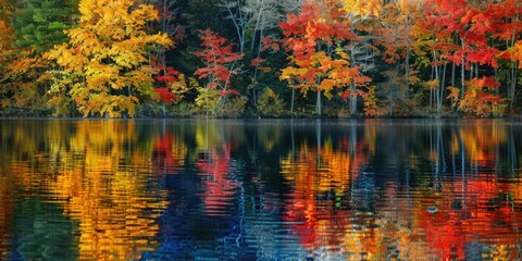 Fototapeta premium Lake surrounded by dense forest