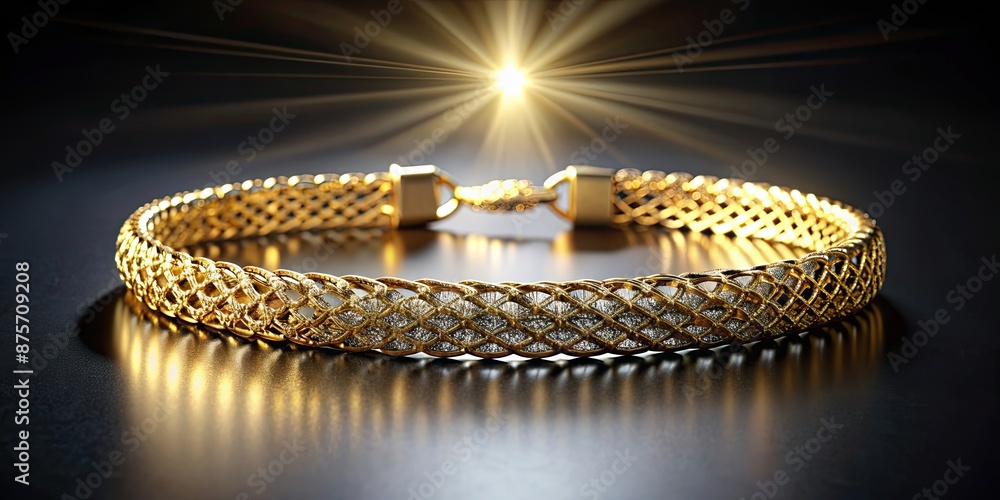 Canvas Prints An elegant gold bracelet shining under spotlight, luxury, precious metal, wealth, jewelry, shine, glamour, accessory