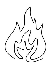  One line art, continues line art an illustration of fire isolated on white.