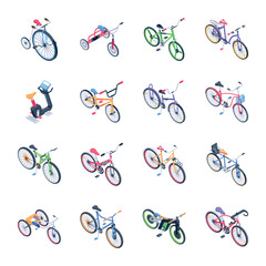 Naklejka premium Basic RGBBundle of Cycling Isometric Icons