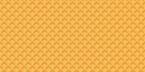 Fototapeta premium Abstract wafer 3D seamless pattern yellow brown colors illustration. Ice cream cone texture rectangle background. Waffle graphic pattern.