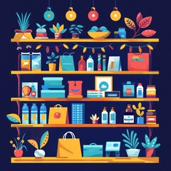 17. **Online shop, seasonal promotions and discounts, flat design illustration**