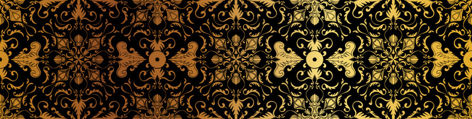 abstract floral border seamless golden paper border woodcarving decorative pattern