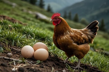 Fototapeta premium chicken and eggs 
