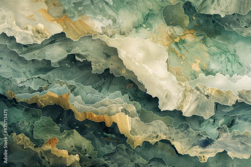 Poster abstract close-up of green and beige marble texture creating a mesmerizing and serene pattern remini