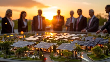scale model of a solar park on a conference table