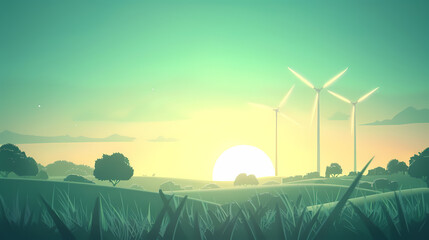 Fototapeta premium Clean energy shift and choosing green power, vector image
