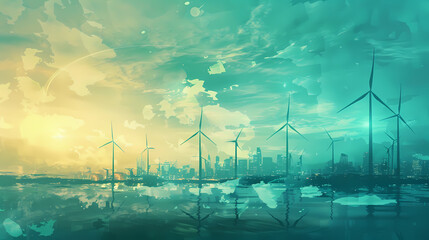 Clean energy shift and choosing green power, vector image