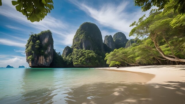 A tropical beach paradise in Thailand a summer scean, Generated by Ai.