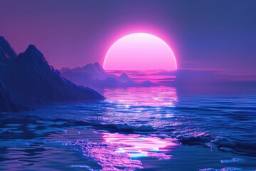 Fototapeta premium Ocean Mountain Sunset