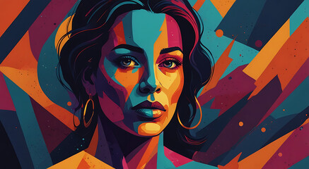 An abstract illustration of inner strength with bold, solid shapes and vibrant colors. Highlight the power of a strong mind and healthy emotions.
