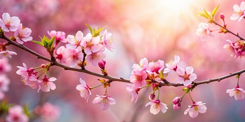Cherry tree branch with pink blossoms , Spring, nature, botanical, floral, blooming, tree, branch, delicate, pink