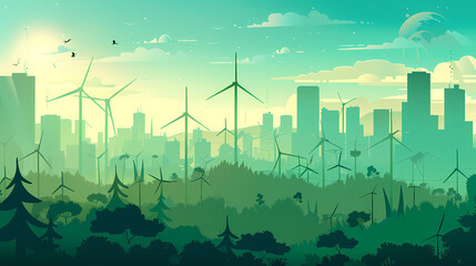 Obraz premium Clean energy shift and choosing green power, vector image