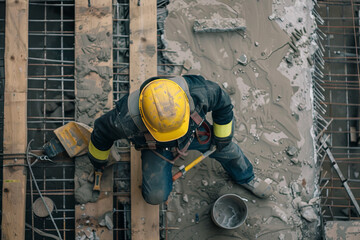 Mason working on a construction site