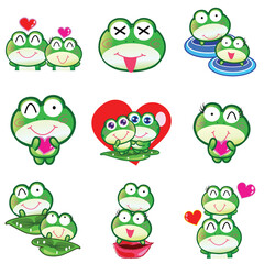 set of funny cartoon frogs