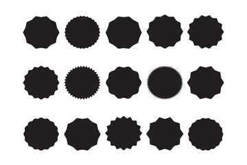 Starburst price. Black Sale and discount stickers. Promotion tags collection. Isolated Vector illustration on white background.