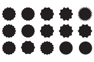 Starburst price. Black Sale and discount stickers. Promotion tags collection. Isolated Vector illustration on white background.