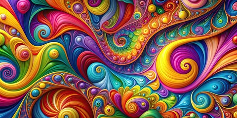 Fototapeta premium Abstract colorful background with vibrant swirling shapes and patterns, colorful, abstract, background, vibrant, swirls, shapes
