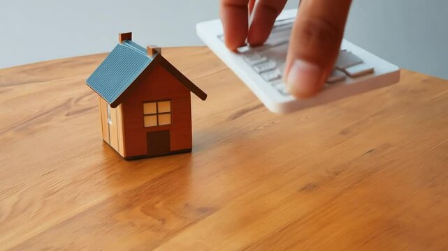 Mortgage Paperwork and House Model on Wooden Table Generative AI