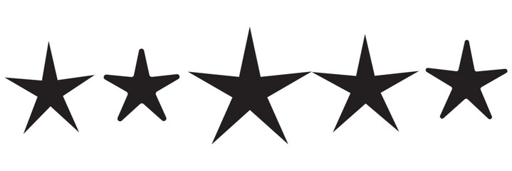 Set of five star icon collection. black star symbol. Star icon collection. five-star rating icon. Vector Illustration.