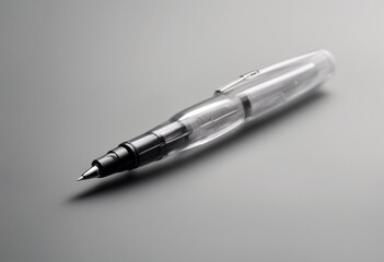 Fototapeta premium transparent plastic ball pen background blur business close closeup concept detail drawing equipment ink olated letter macro note office paper crayons point recorder