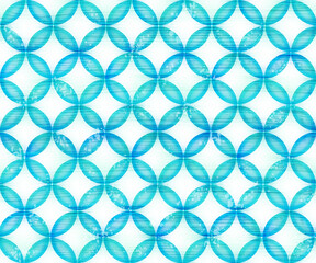 青の和風柄　水彩背景パターン