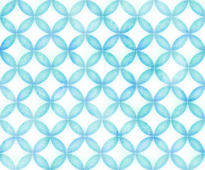 青の和風柄　水彩背景パターン