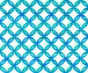 Naklejka premium 青の和風柄 水彩背景パターン