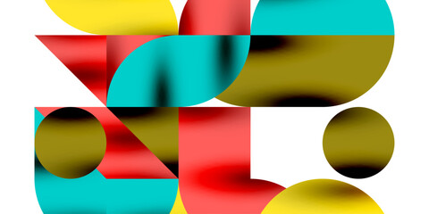 Tech minimal circular shapes geometric art. Vector modern circles