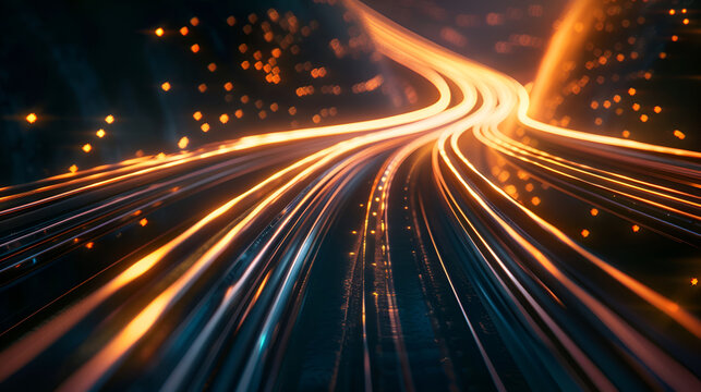 CAR SPEED MOTION BLUR ON THE NIGHT HIGHWAY ROAD, TRANSPORTATION BACKGROUND, Beautiful light-tail on Paris city street, lights of cars with night long exposure, speed morning traffic motion blur 

