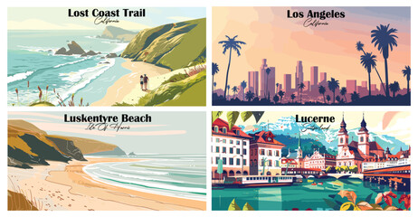 Travel landmarks tourism world famous, Vector illustration. Design for travel wallpaper, flyer or web banner design template. Panorama view. Copy space