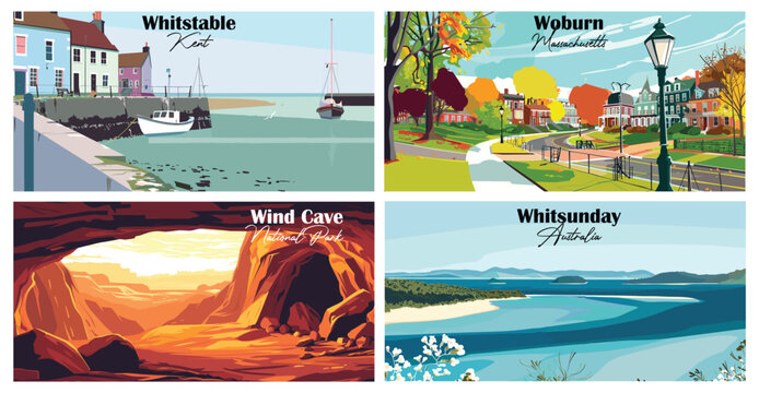 Travel landmarks tourism world famous, Vector illustration. Design for travel wallpaper, flyer or web banner design template. Panorama view. Copy space