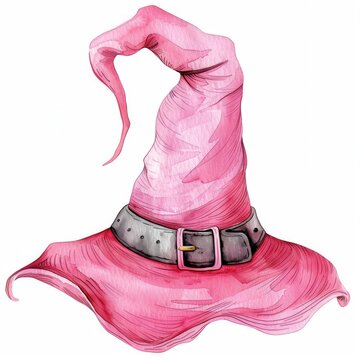 recommend clip art: a Witch s hat with a buckle, watercolor clipart illustration, lsolated on white background