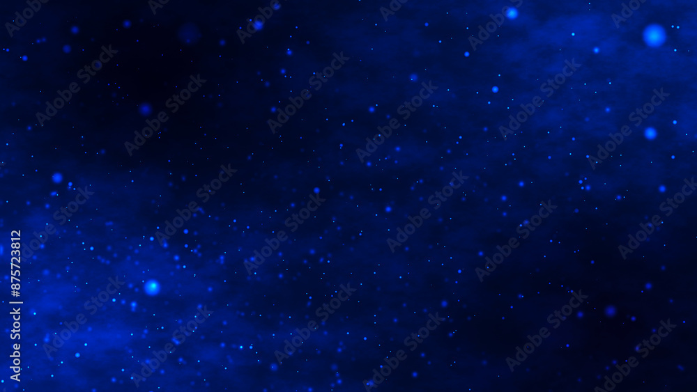 Poster shimmering, bright particles forming a line and wave flow. smoke clouds and particle background. par