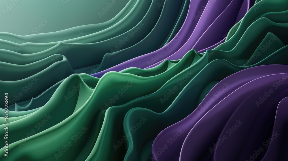 Poster flowing green and violet shapes in an abstract design, symbolizing data science and the analytical s