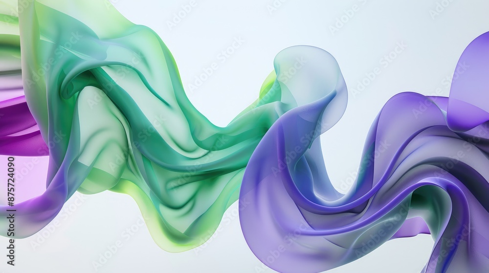 Poster flowing green and violet shapes in an abstract design, symbolizing data science and the analytical s