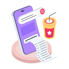 Grab this isometric icon of online receipt 

